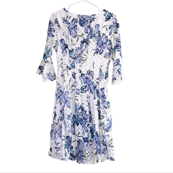 Rabbit Rabbit Rabbit Floral Lace Dress - Blue and White Size 10P - Picture 2 of 7